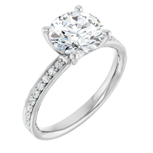 Round Sidestone Engagement Ring