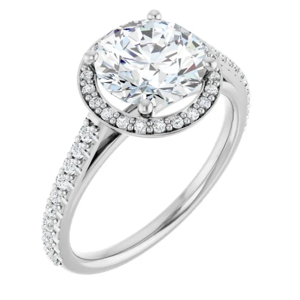 Round Halo Cathedral Engagement Rings