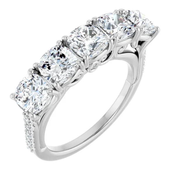 Five Stone Sculptural Anniversary Ring