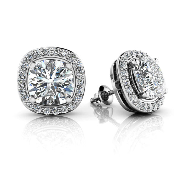 Cushion Halo Stud Earrings