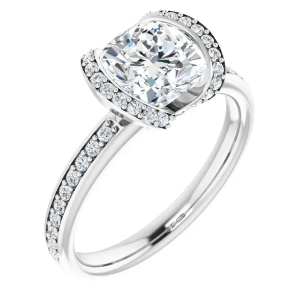 Cushion Tension Halo Engagement Ring