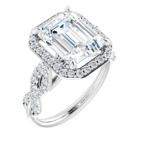 Emerald Infinity Halo Engagement Ring