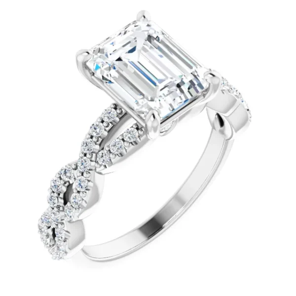 Emerald Trellis Sidestone Engagement ring