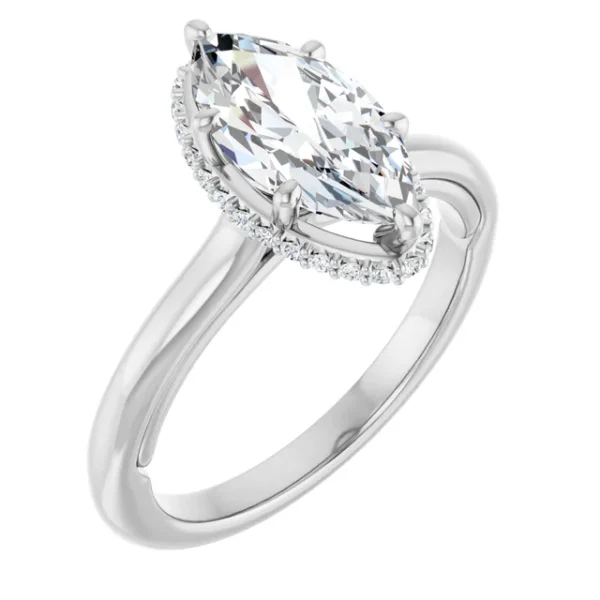 Marquise Hidden Halo Engagement Ring