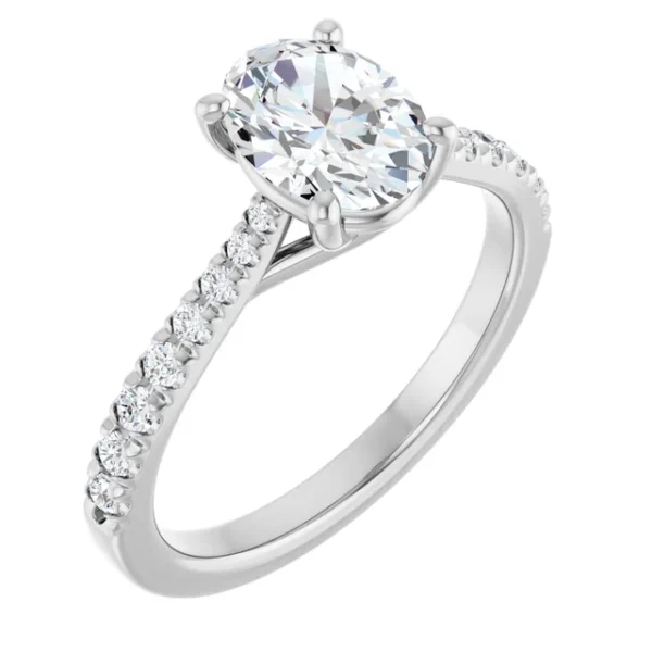 Oval Trellis Sidestone Engagement Ring