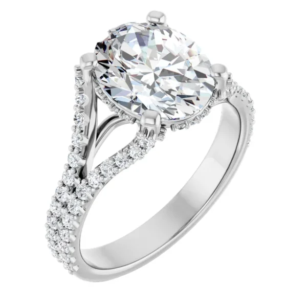 Oval Four Prong Hidden Halo Engagement Ring