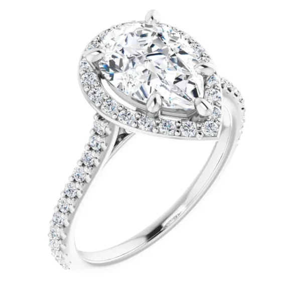 Pear Suspended Halo Engagement Ring