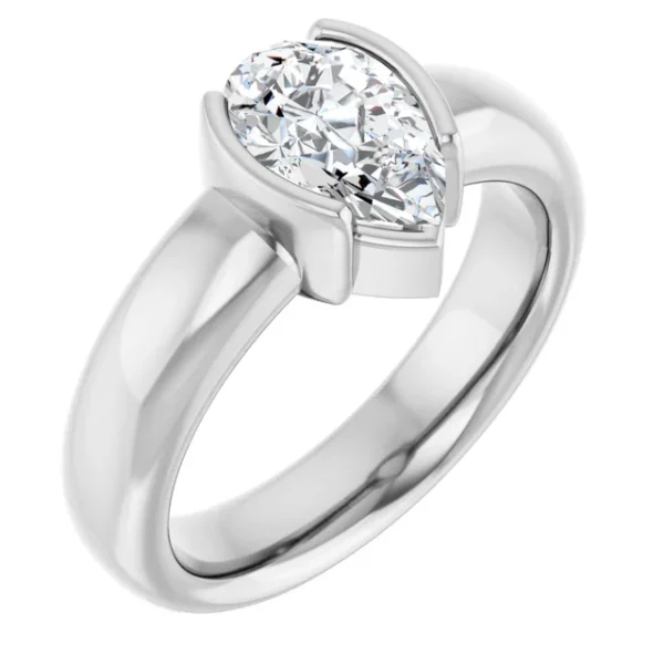 Pear Semi Bezel Solitaire Ring