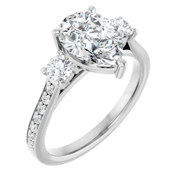 Pear Sculptural Three Stone Engagement Ring