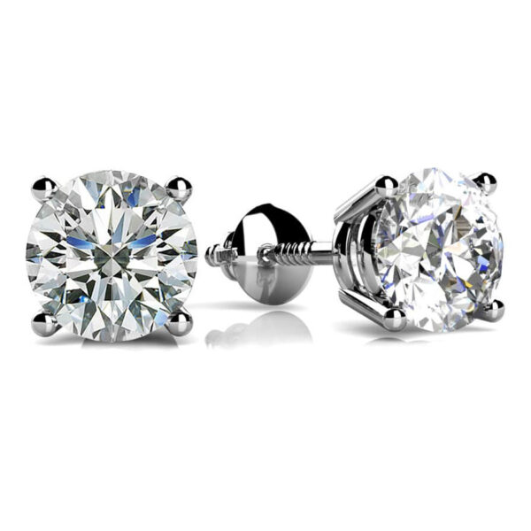 Four Prong Basket Stud Earrings