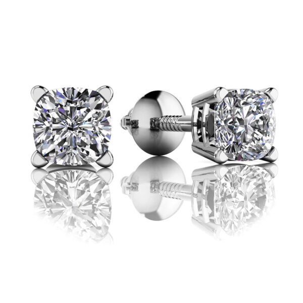 Cushion Solitaire Stud Earrings