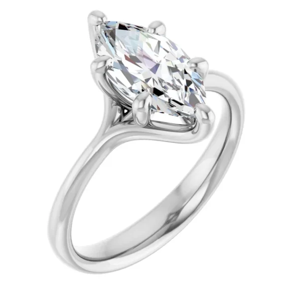 Marquise Six Prong Modern Solitaire Ring